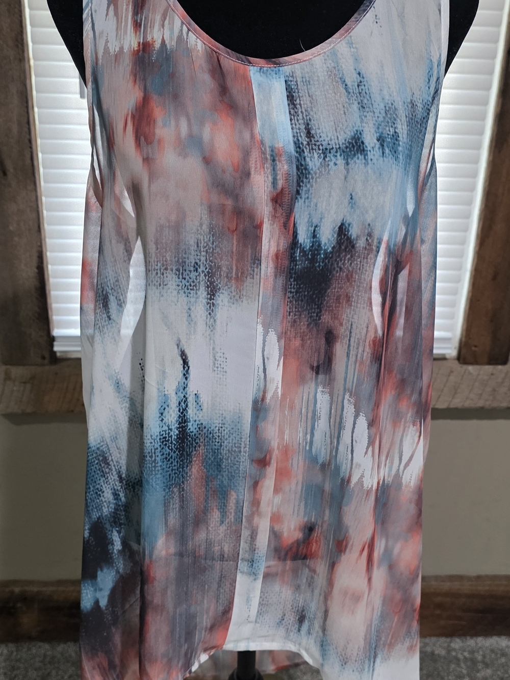 a.n.a Sleeveless Abstract Print Blouse in Blue, Pink and White